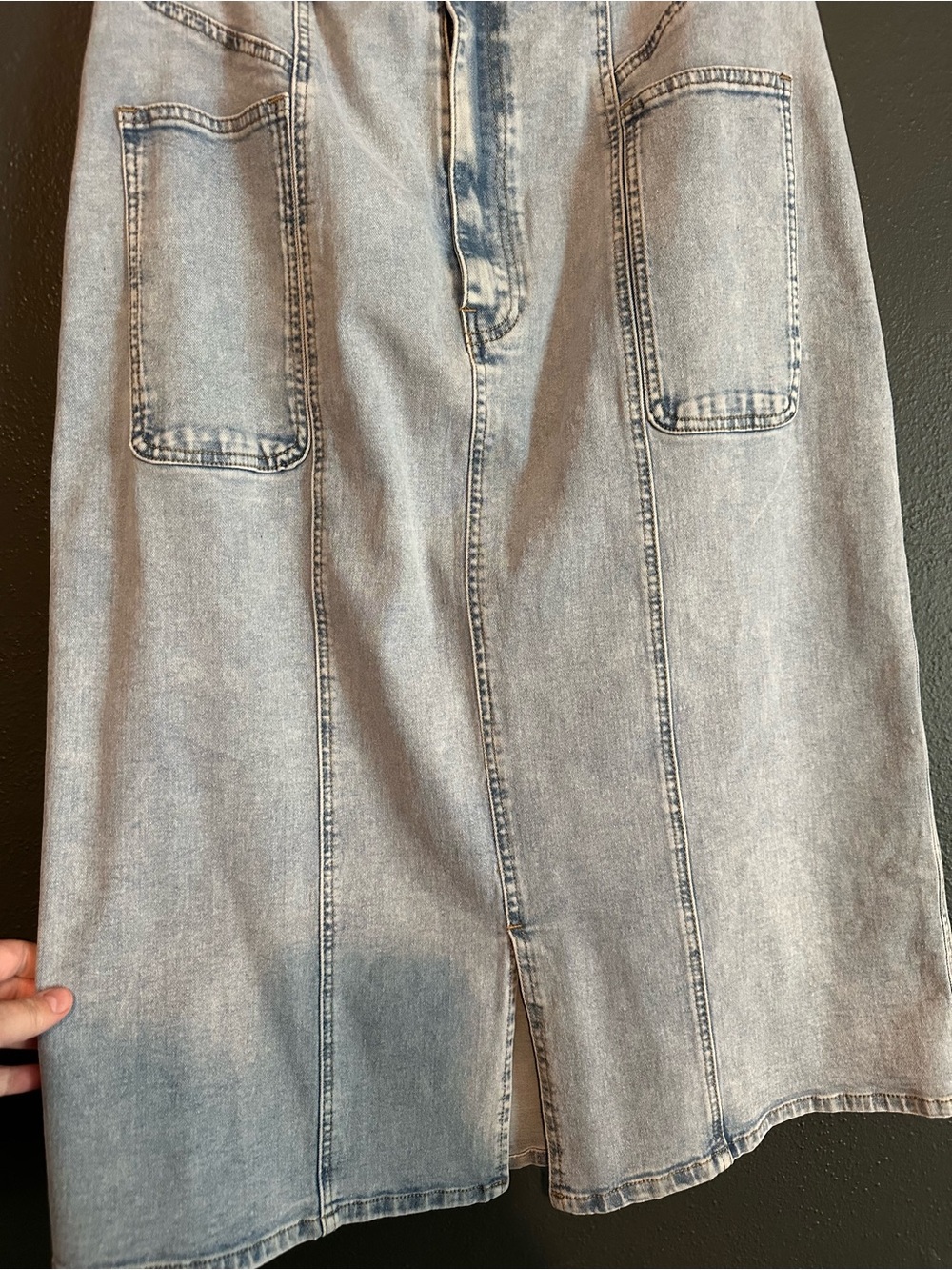 NWOT Polagram Light Blue Denim Midi Skirt - Picture 4 of 4